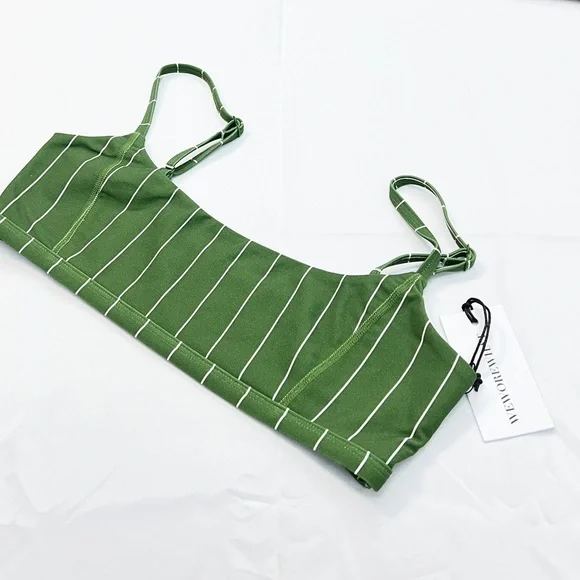 Weworewhat Cami Bra Top in Pinstripe Green/White NWT - Picture 5 of 5